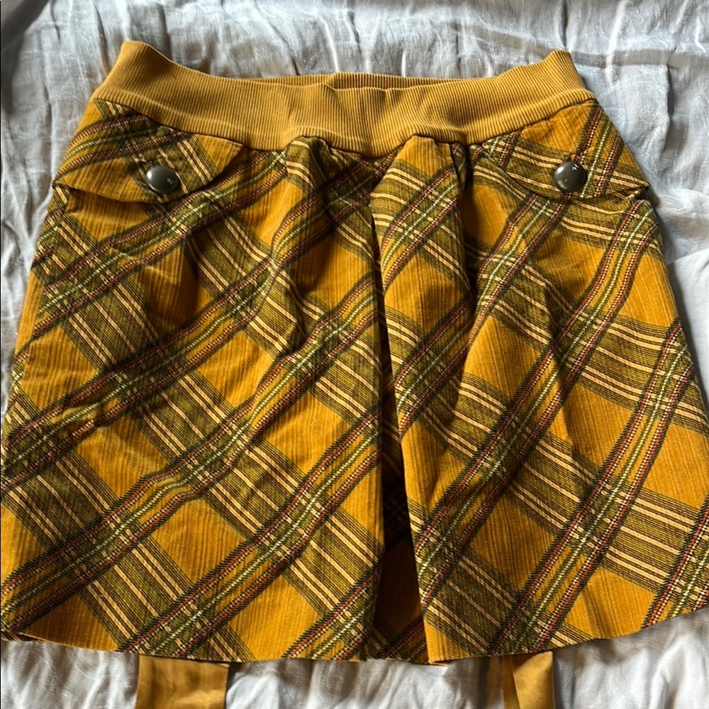 Vintage Plaid Yellow Skirt